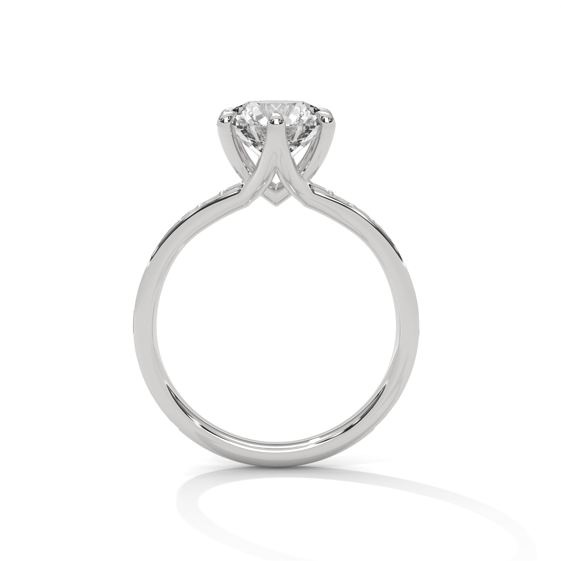 2 Carat Round Cut Lab Diamond Solitaire Accent Ring