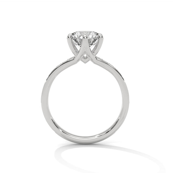 2 Carat Round Cut Lab Diamond Solitaire Accent Ring