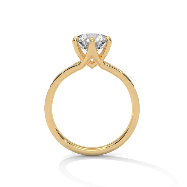 2 Carat Round Cut Lab Diamond Solitaire Accent Ring