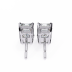 Emerald Cut Stud with V Prong Setting