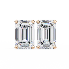 Emerald Cut Stud with V Prong Setting
