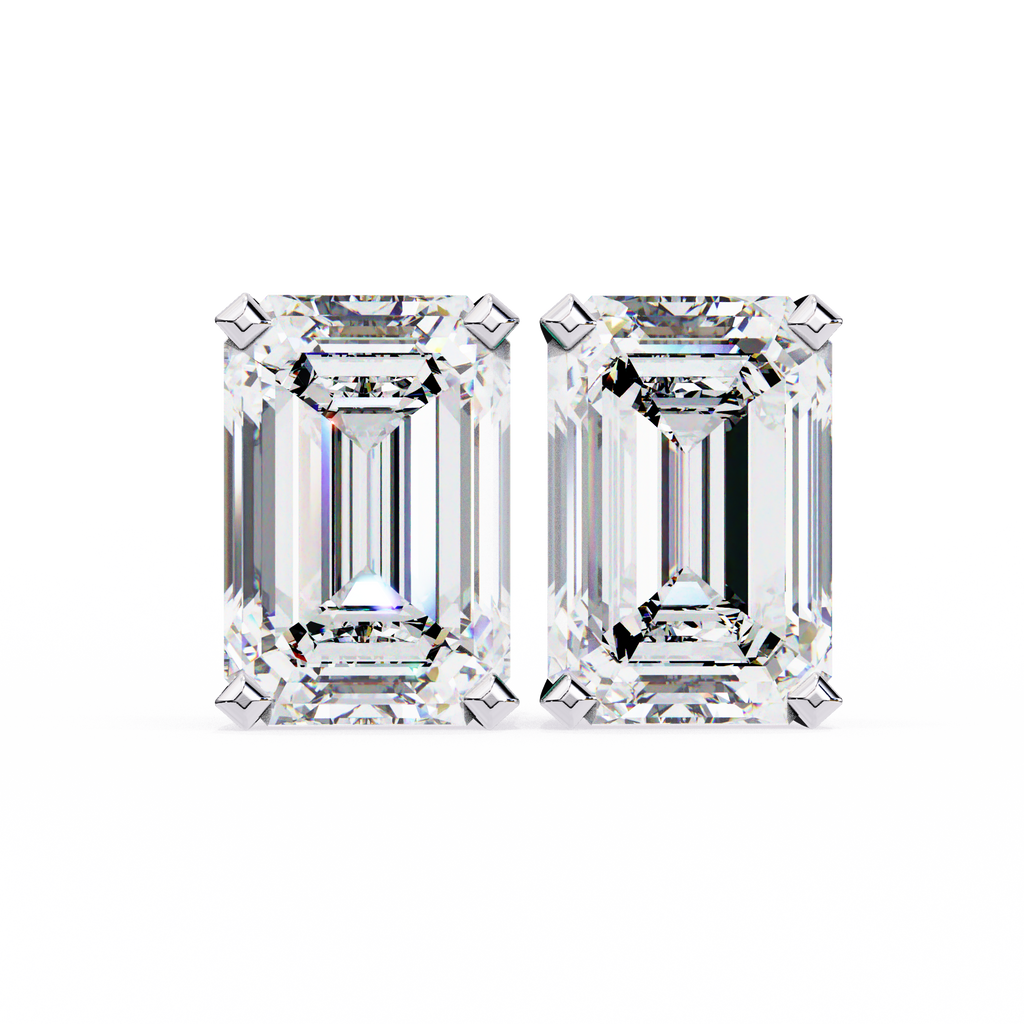 2.39 Carat Emerald Cut Lab Grown Diamond Push Back Stud Earrings
