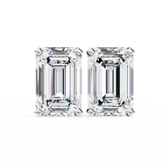 Emerald Cut Stud with V Prong Setting