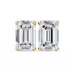 Emerald Cut Stud with V Prong Setting