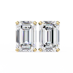 Emerald Cut Stud with V Prong Setting