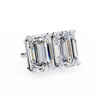 Emerald Cut Stud with V Prong Setting