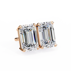 Emerald Cut Stud with V Prong Setting