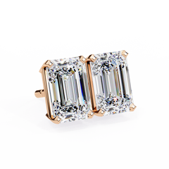 Emerald Cut Stud with V Prong Setting
