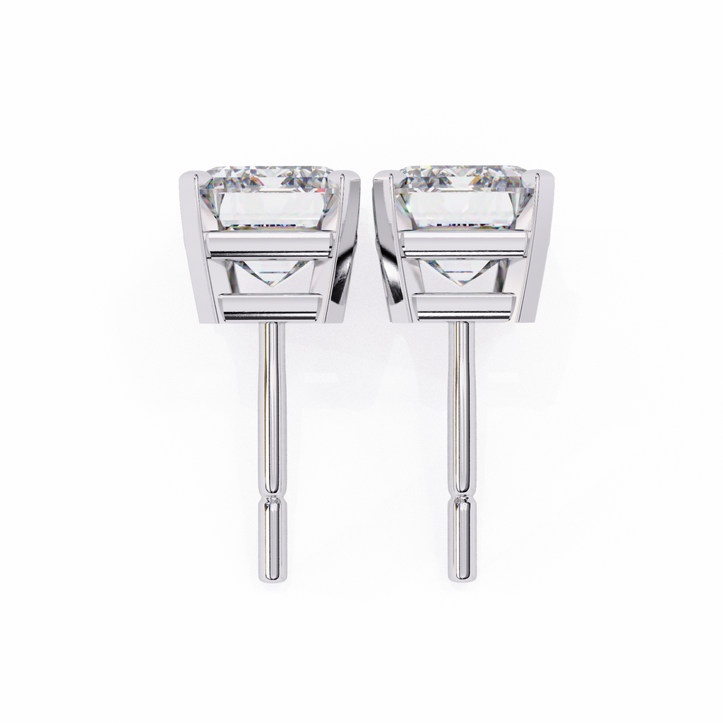 Emerald Cut Stud with V Prong Setting