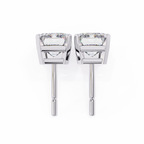 Emerald Cut Stud with V Prong Setting
