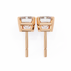 Emerald Cut Stud with V Prong Setting