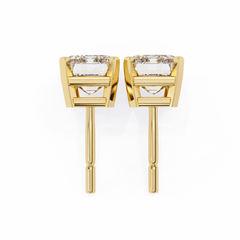 Emerald Cut Stud with V Prong Setting