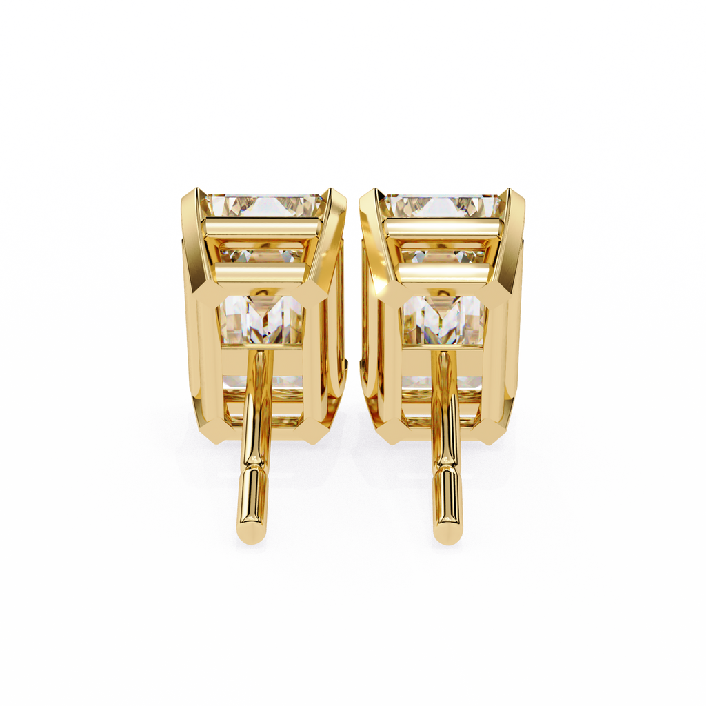 Emerald Cut Stud with V Prong Setting