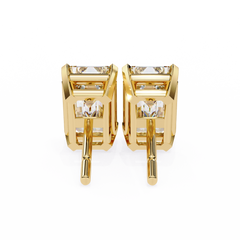 Emerald Cut Stud with V Prong Setting