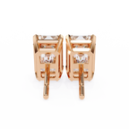 Emerald Cut Stud with V Prong Setting