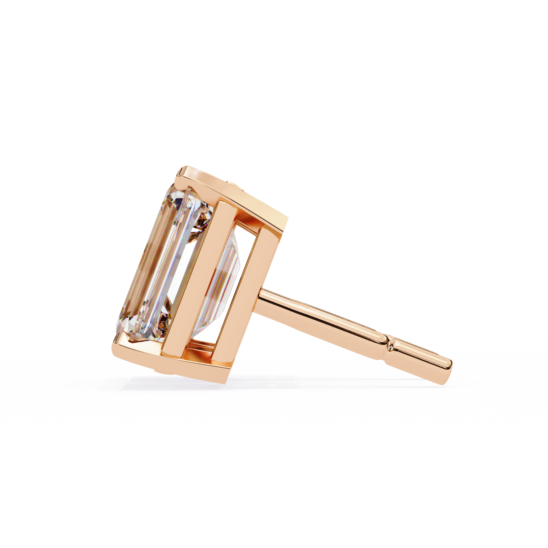 Lab Grown Emerald Cut Stud Earrings with V Prong