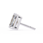 Emerald Cut Stud with V Prong Setting