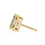 Emerald Cut Stud with V Prong Setting
