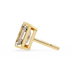 Emerald Cut Stud with V Prong Setting