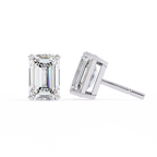 Emerald Cut Stud with V Prong Setting
