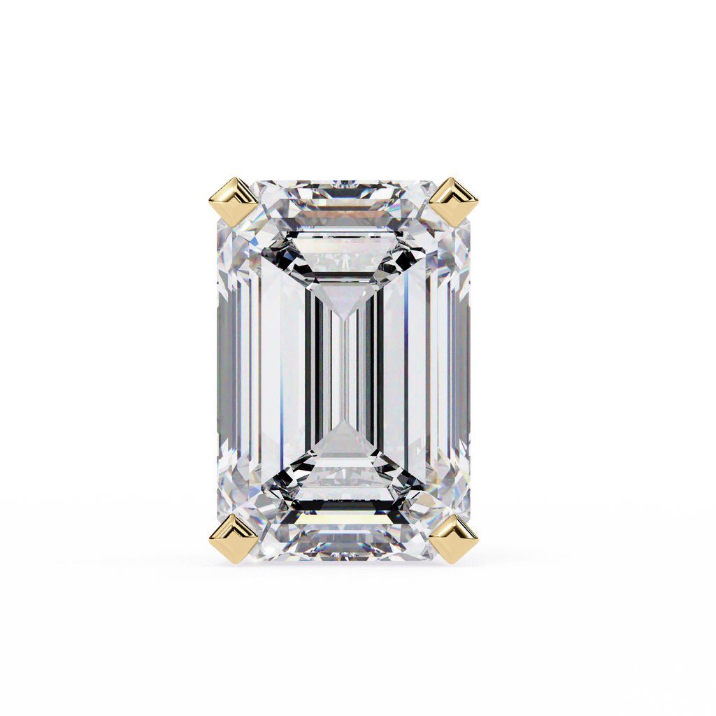 Emerald Cut Stud with V Prong Setting