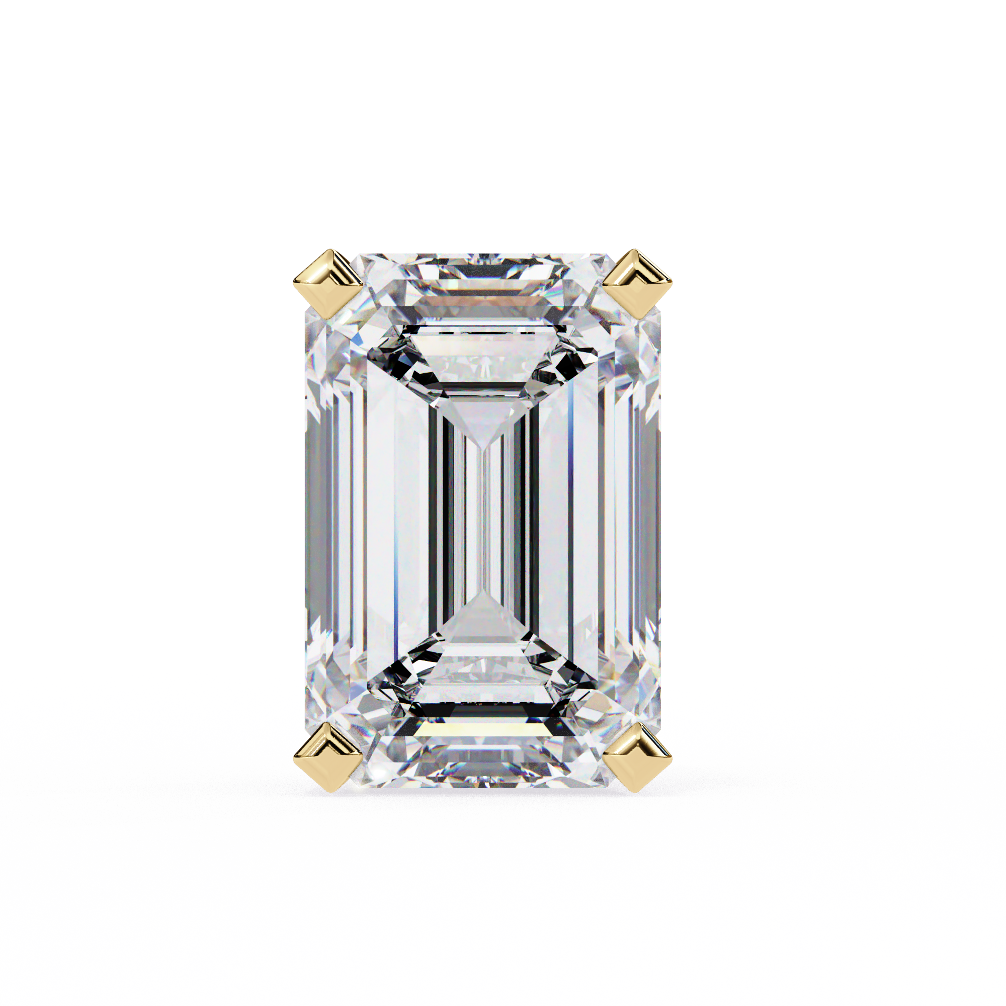 Emerald Cut Stud with V Prong Setting