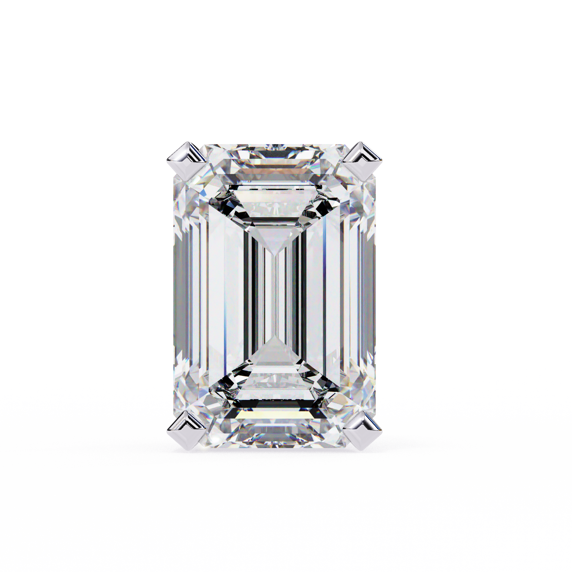 Lab Grown Emerald Cut Stud Earrings with V Prong