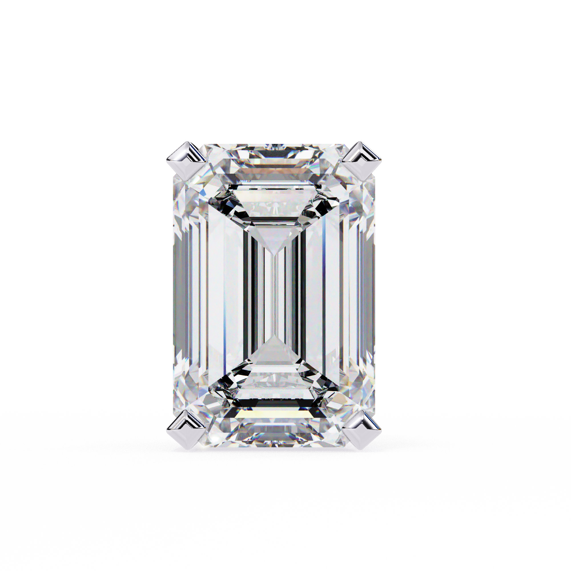 Emerald Cut Stud with V Prong Setting
