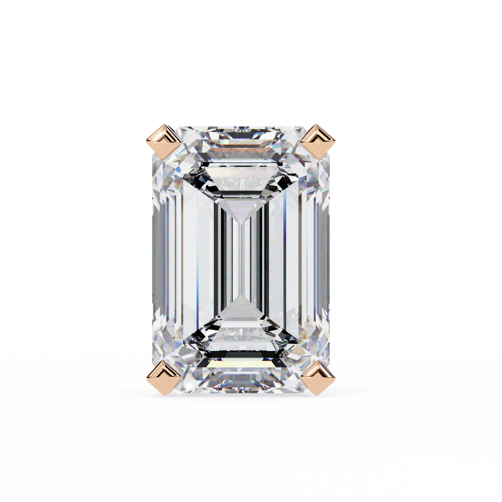 Emerald Cut Stud with V Prong Setting