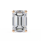 Emerald Cut Stud with V Prong Setting