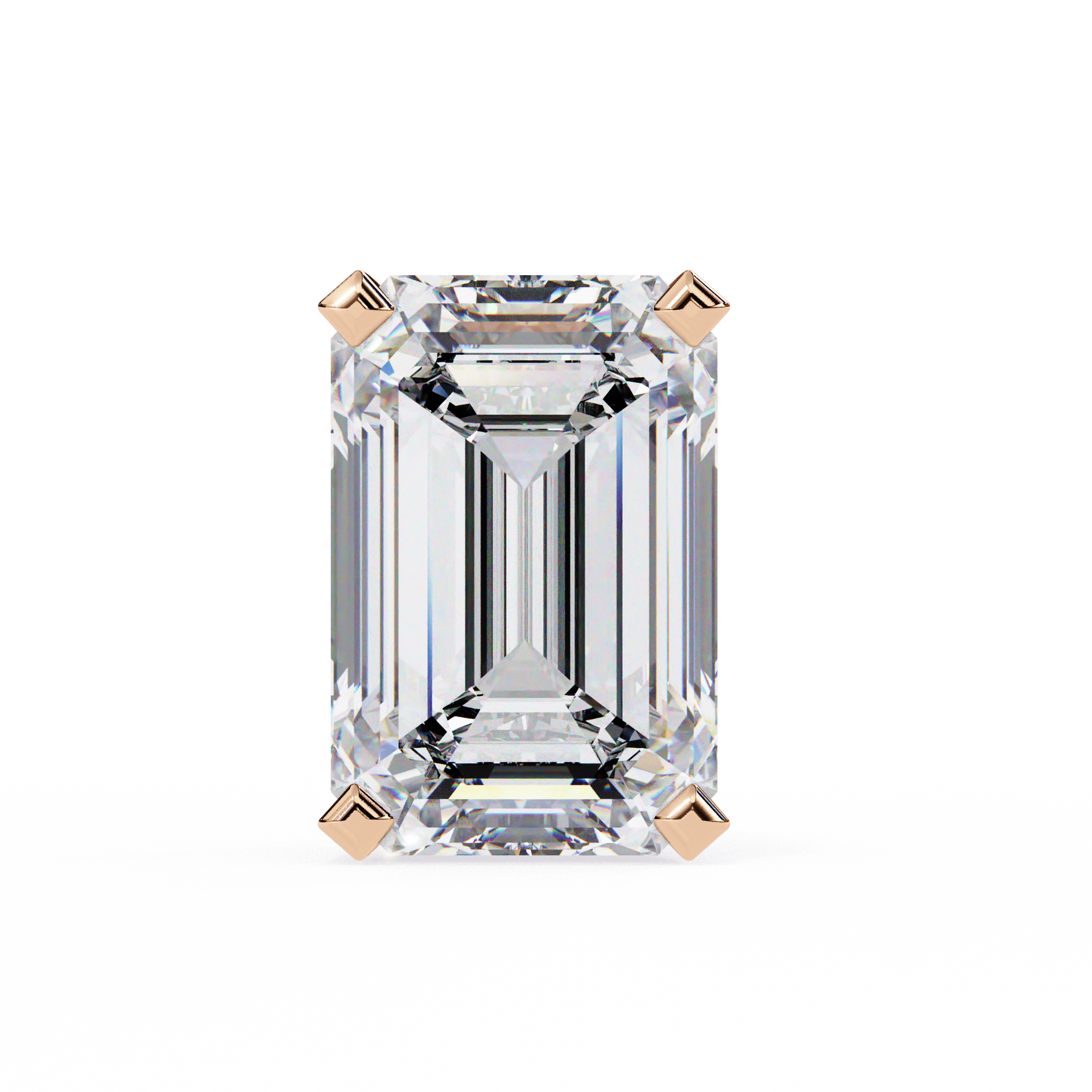 Lab Grown Emerald Cut Stud Earrings with V Prong