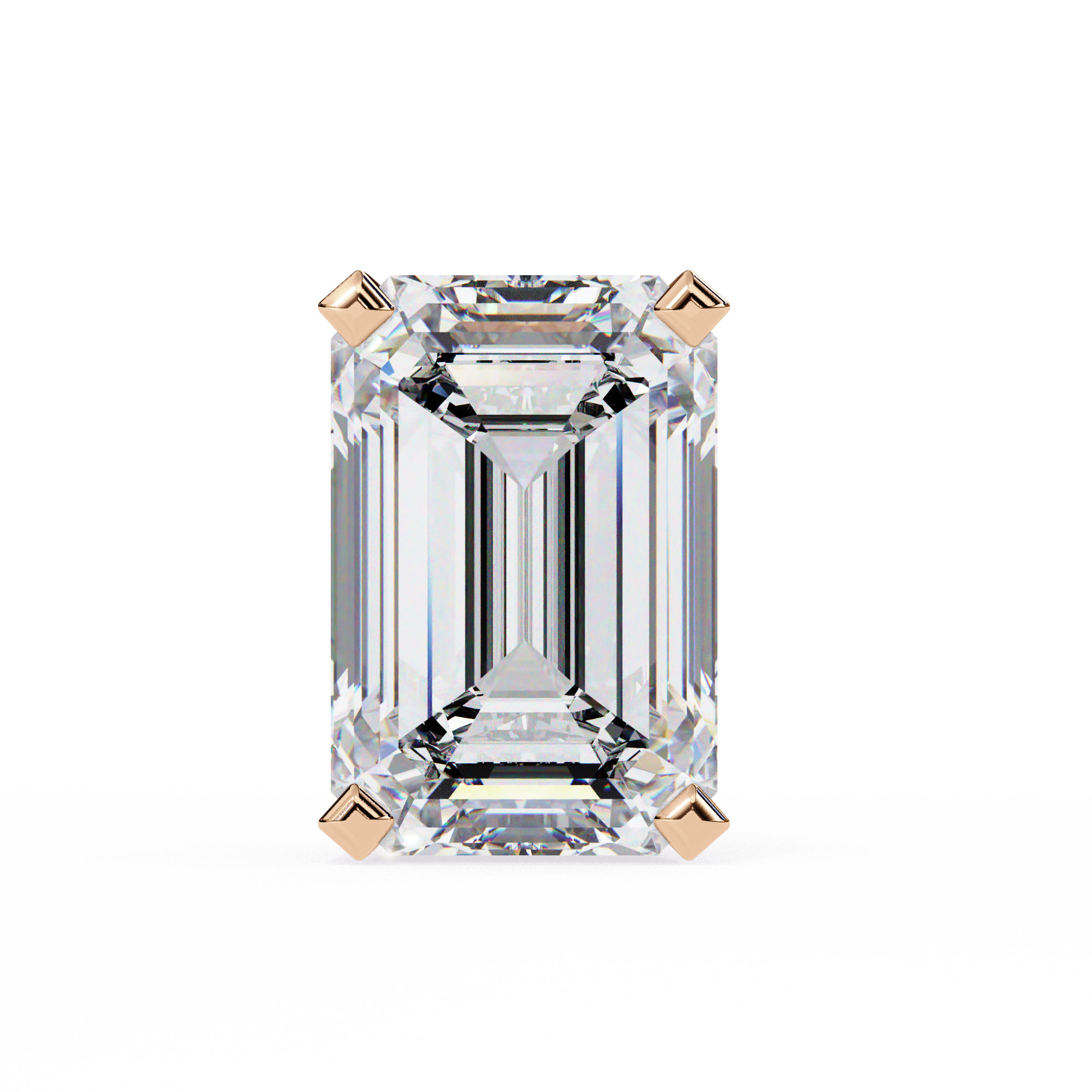 Emerald Cut Stud with V Prong Setting