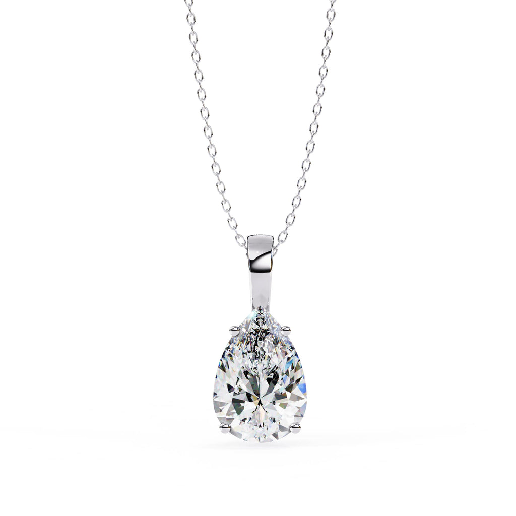 2 Carat Pear Cut Lab Grown Diamond Solitaire Gold Pendant
