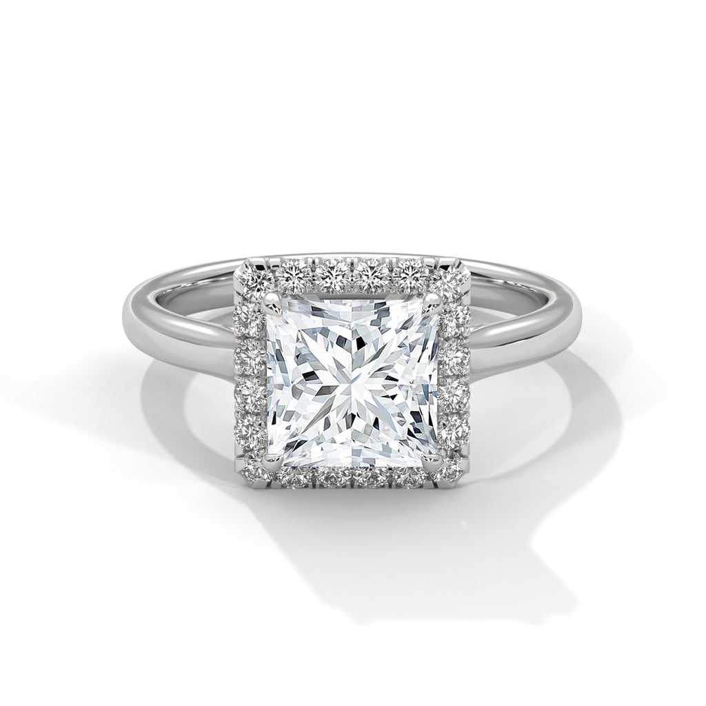 Princess Cut Lab Diamond 2 Carat Halo Engagement Ring