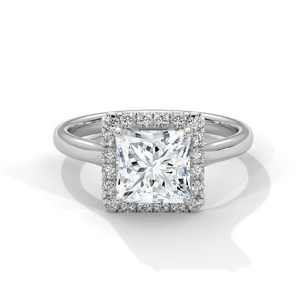 2 Carat Princess Diamond Halo Engagement Ring