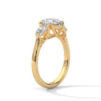 Oval And Pear Cut Lab Diamond Three Stone Ring