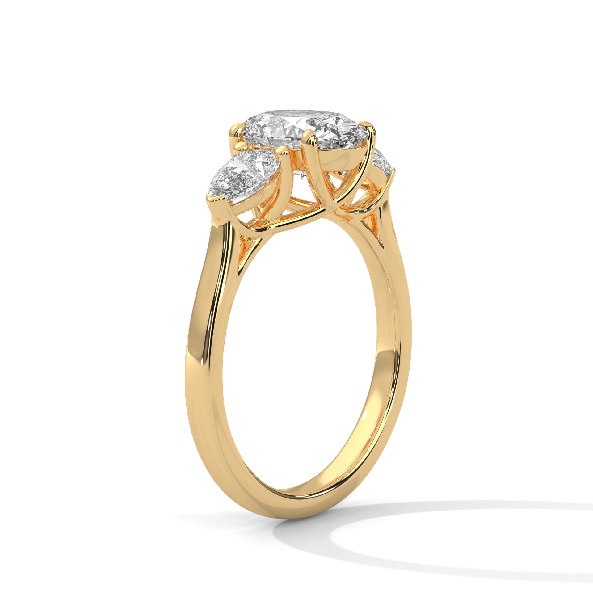 Oval And Pear Cut Lab Diamond Three Stone Ring