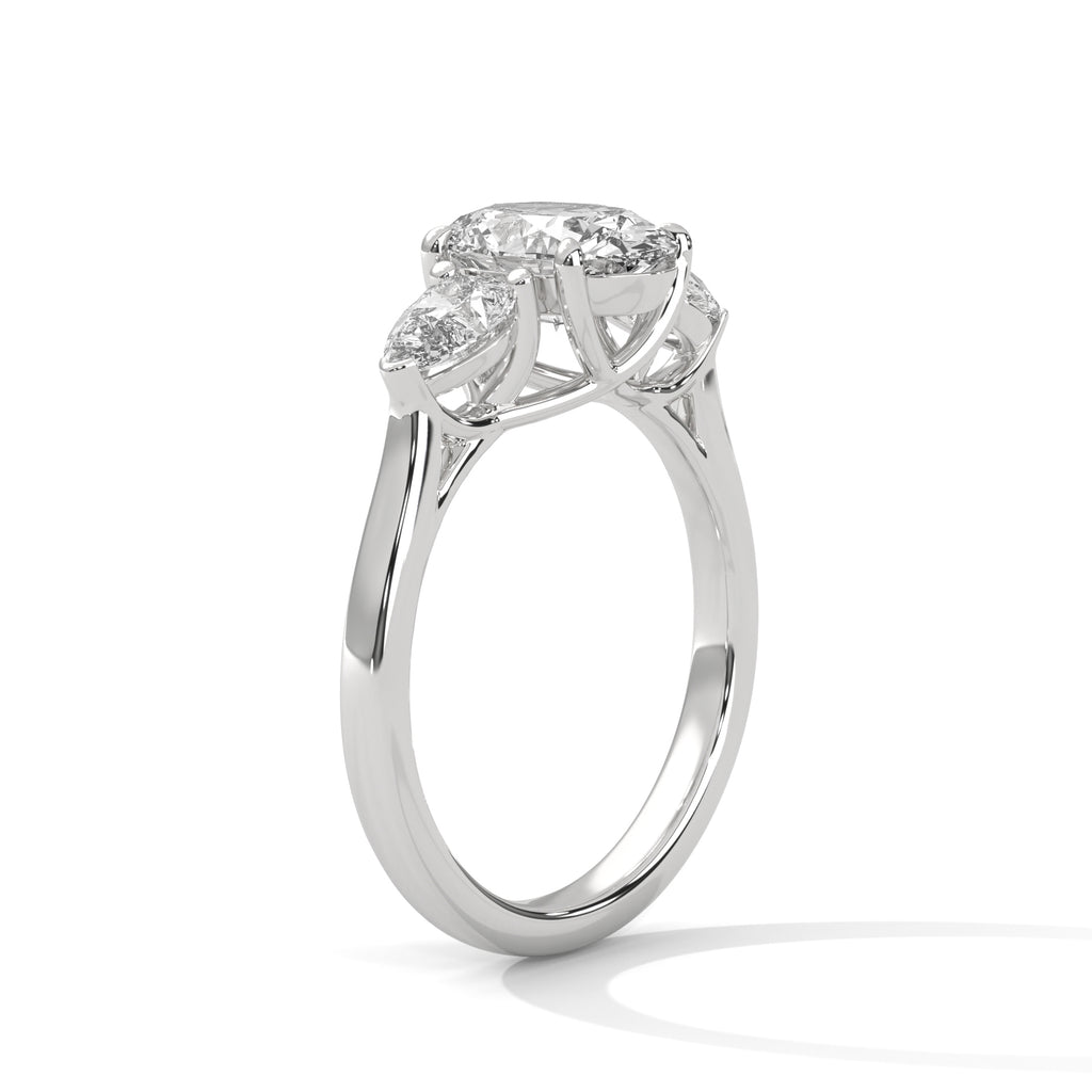 Oval And Pear Cut Lab Diamond Three Stone Ring