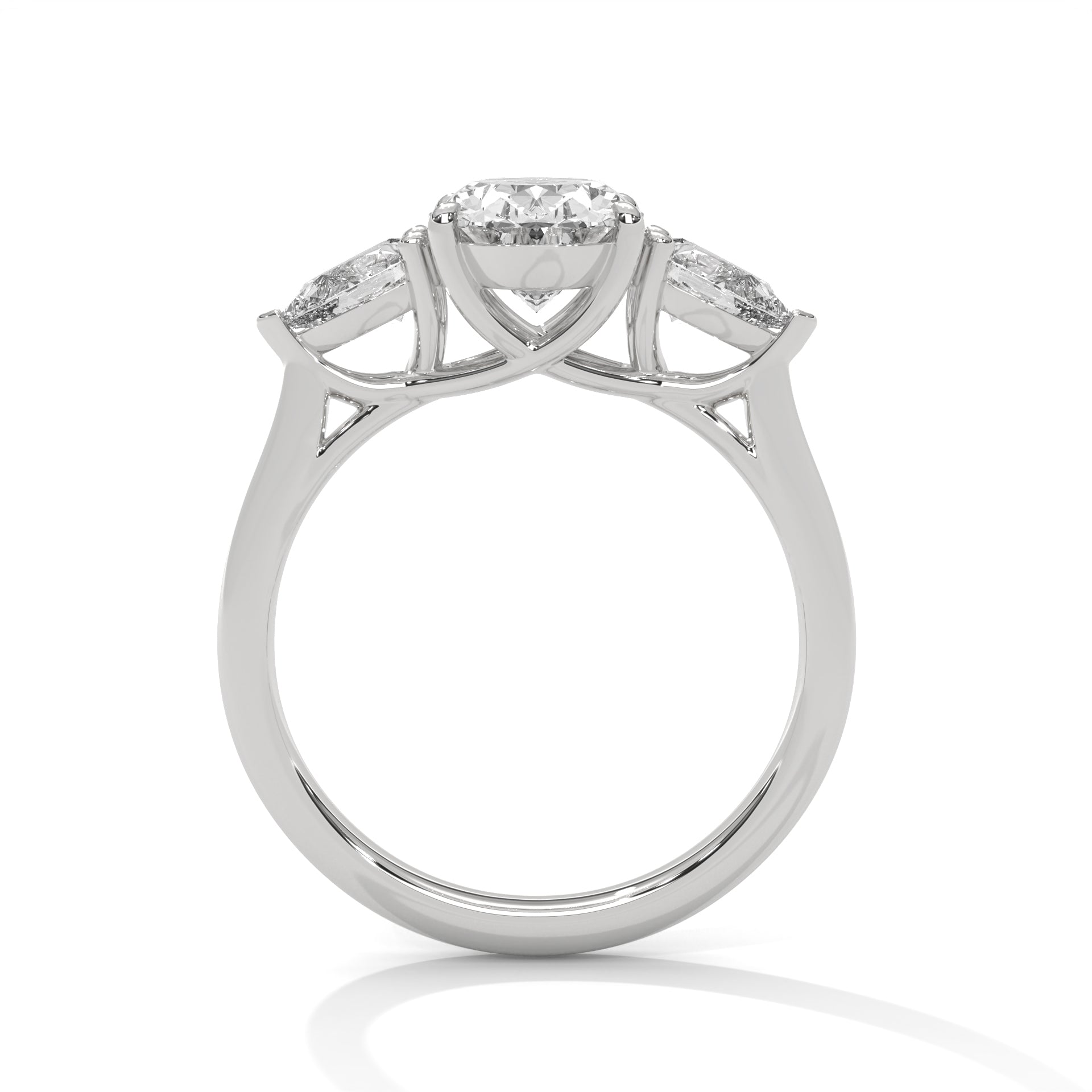 Oval And Pear Cut Lab Diamond Three Stone Ring