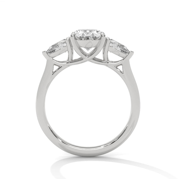 Oval And Pear Cut Lab Diamond Three Stone Ring