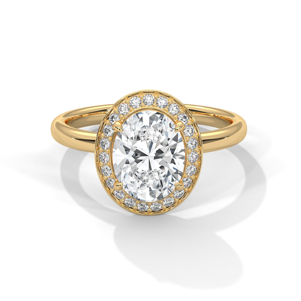 Oval Cut Lab Diamond Halo Solitiare Ring