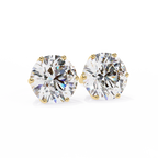 Round Diamond Stud Earrings 6-Prong Basket Setting