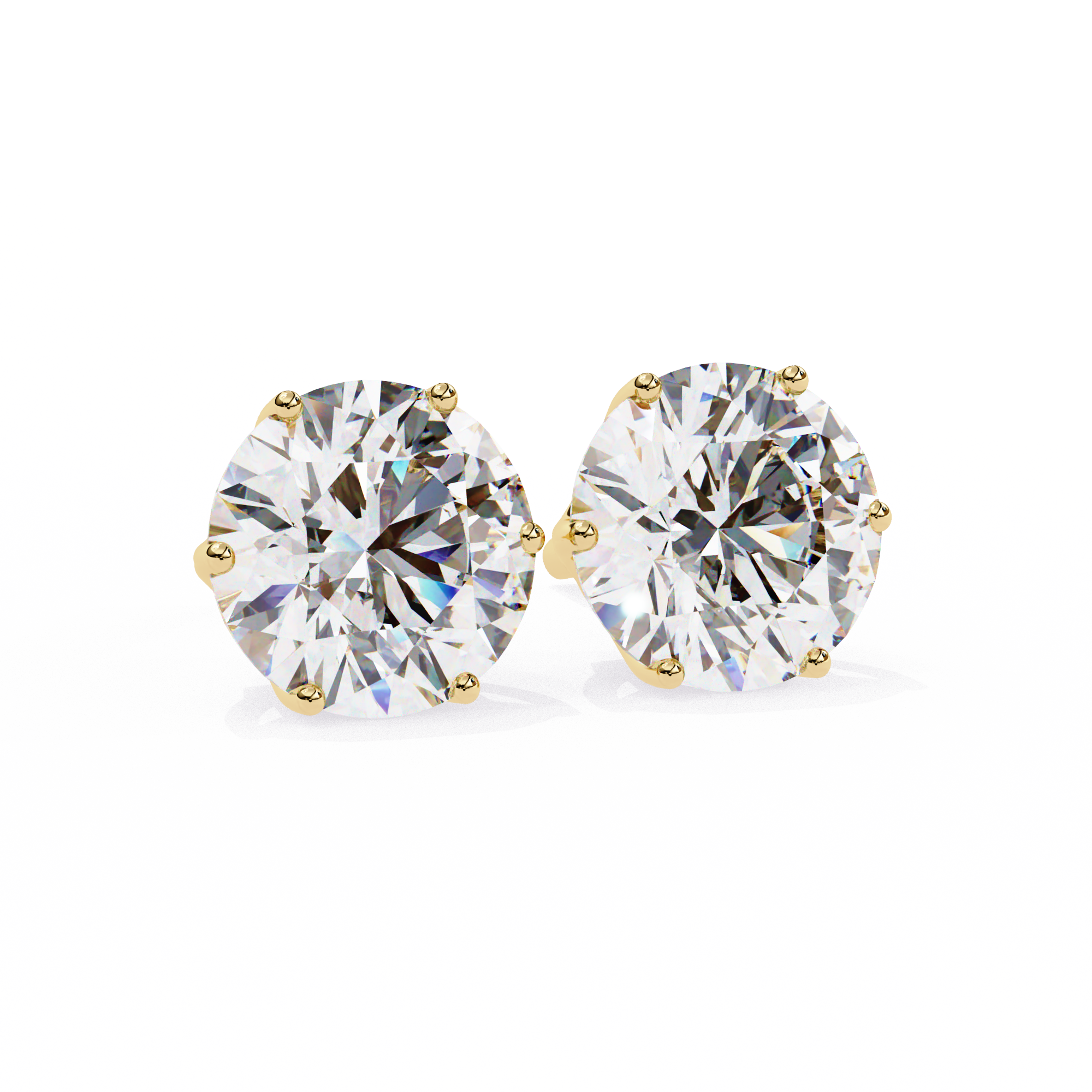 Round Diamond Stud Earrings 6-Prong Basket Setting