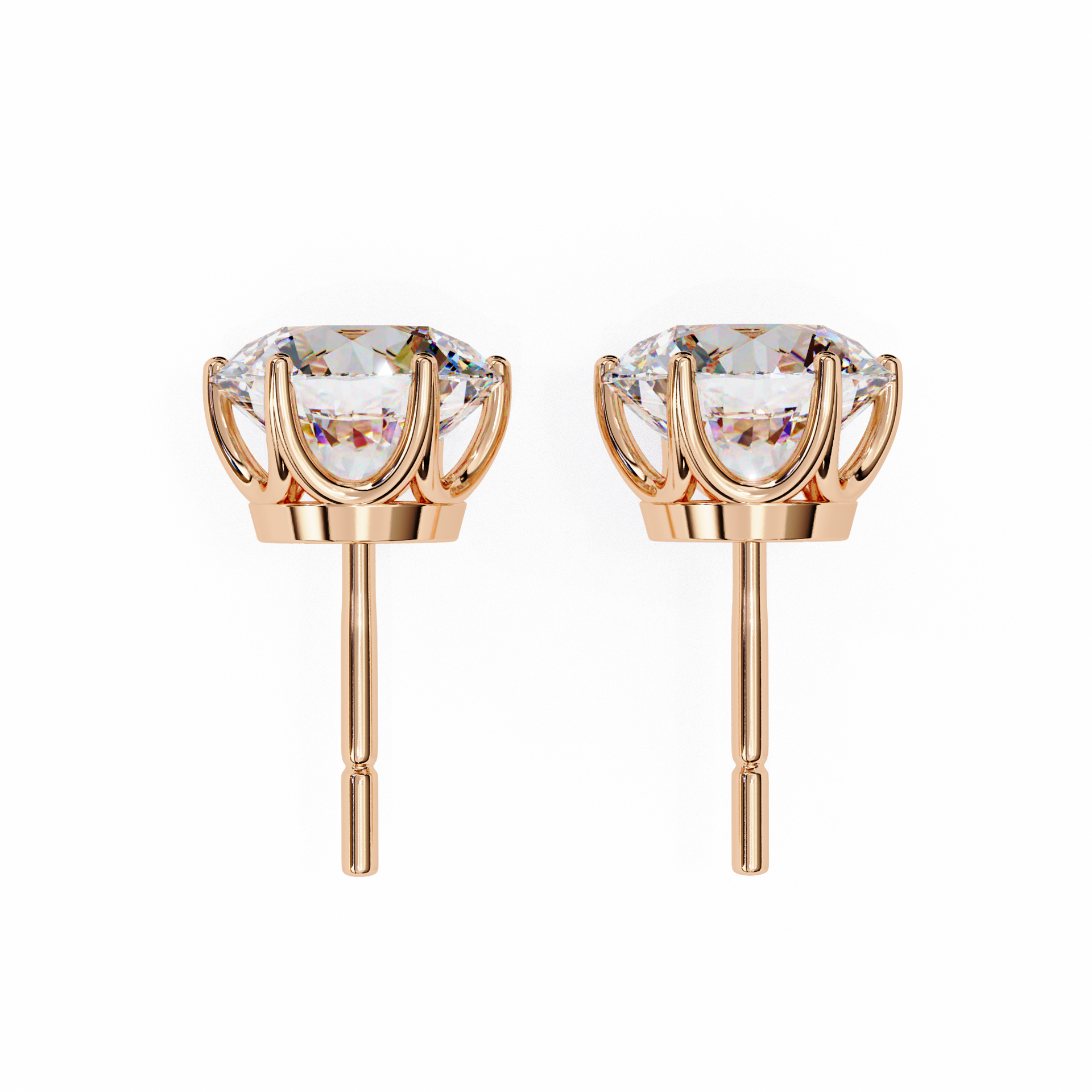 Yellow Gold Round Lab Diamond Stud Earrings