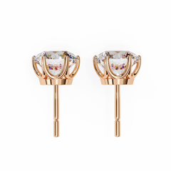 Round Diamond Stud Earrings 6-Prong Basket Setting