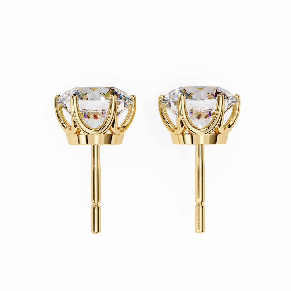 Round Diamond Stud Earrings 6-Prong Basket Setting
