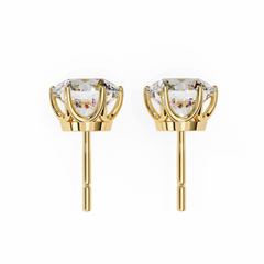 Round Diamond Stud Earrings 6-Prong Basket Setting