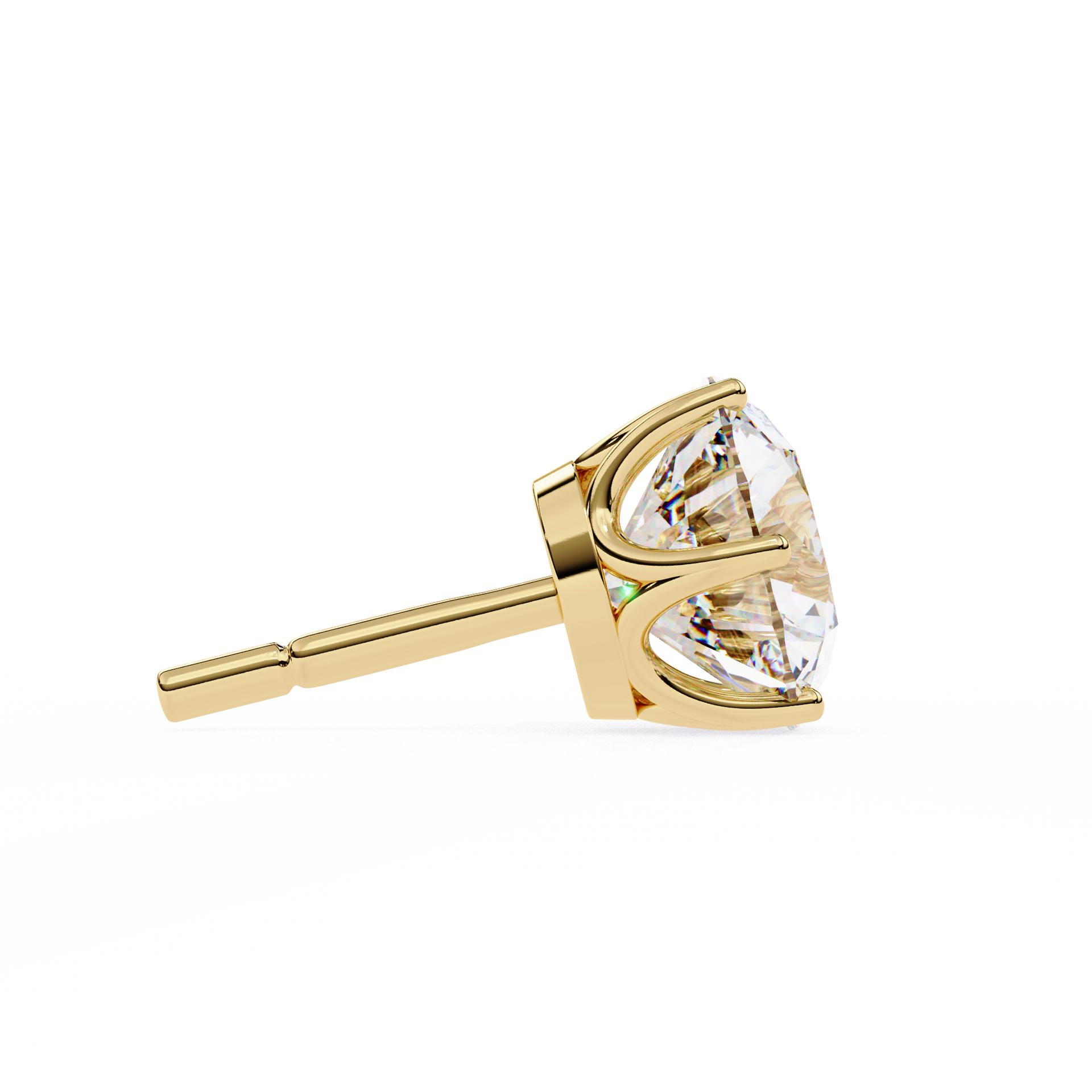 Yellow Gold Round Lab Diamond Stud Earrings