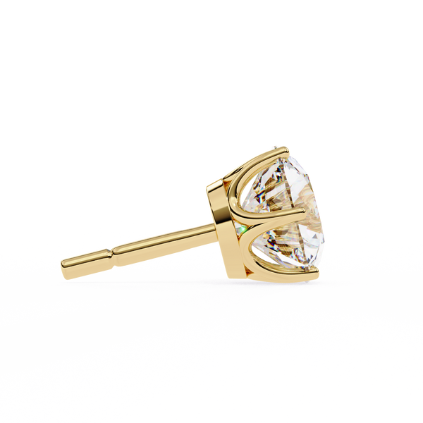 Yellow Gold Round Lab Diamond Stud Earrings