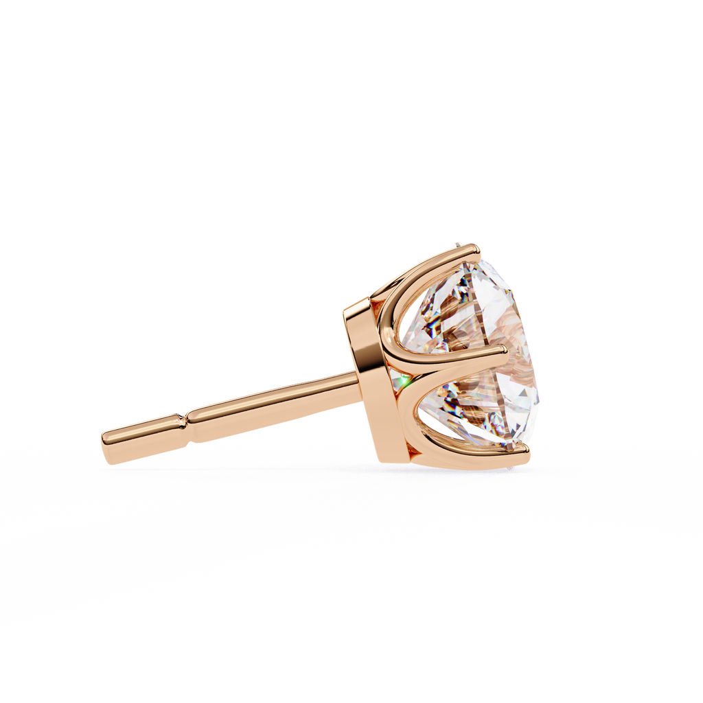 Round Diamond Stud Earrings 6-Prong Basket Setting